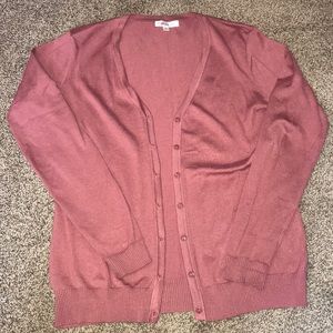 Down East dark pink button down sweater cardigan!